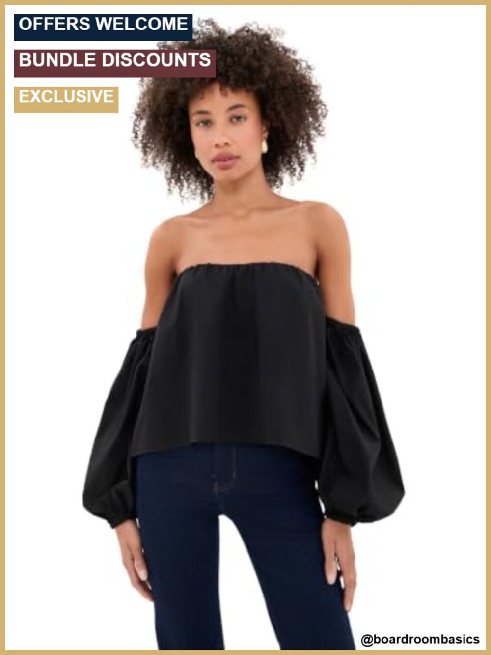 L'AGENCE Sarai Off Shoulder Poplin Bra Top Detached Sleeves